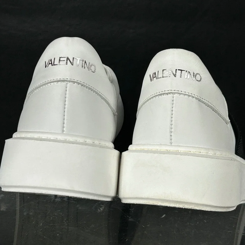 Valentino Size 9.5 White Leather Logo Slip On Sneakers Shoes NEW Maya‎ $499